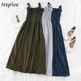Neploe Drape Design Sexy Open Back Dress Women High Waist Hip A Line Slim Vestidos Sleevless Camis Long Holiday Sumer Robe 210423