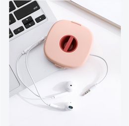 Rotating multi-function Portable Data Cable Earphone Charging Storage Box Multifunctional Rotatable Mini Wire Clips Organiser Mobile Phone DHL FREE