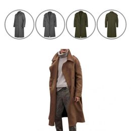 Men's Trench Coats Coat Cardigan Long Peacoat Polyester Washable Stylish Wear Resistant Men