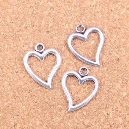 120pcs Antique Silver Bronze Plated hollow heart Charms Pendant DIY Necklace Bracelet Bangle Findings 18*15mm