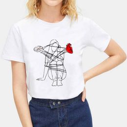Women's T-Shirt Graphic T-Shirts Basic Lady Tops Summer Women 90s Tee Cartoons Print Simple Female Tshirt Cute O-neck Clothes