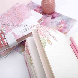 Freshness Sketchbook Beautiful Cherry Blossom Sakura Magnetic Buckle Diary Notebook 210611