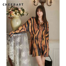 Hawksbill Oblique Button Up Shirt Dress Women Brown Batwing Sleeve Mini Autumn Korean Fashion Clothing 210427