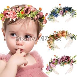 2021 New Multicolor High Quality Baby Headband Boutique Pearl Flower Hairbands Princess Boho Headband Girls Floral Headbands