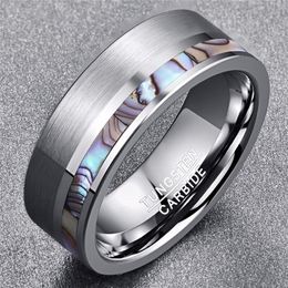 Cluster Rings 8mm Fashion Men Simple Abalone Shell Stainless Steel Classic Jewelry For Christmas Gift Anniversary Accessories