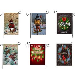 Christmas flag series pattern Christmas Snowman Garden Flag Banner Flags 47*32cm Party Supplies Sea shipping T2I52437