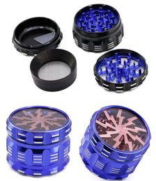 Metal Tobacco Smoking Herb Grinders 63mm Aluminium Alloy With Clear Top Window Lighting For Cigarette Accessories