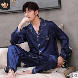 Men's Sleepwear Fashion Men Spring Fall Long Sleeve Pyjama Suit Fauk Pyjamas Sets Couple Night Casual Home Clothing