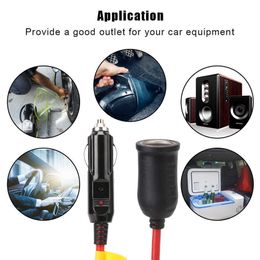 Cigarette Car Lighter Car Extension Cord with 15A Fuse 12V 24V Female Socket Plug Auto Charger Cable 3.6 M Socket