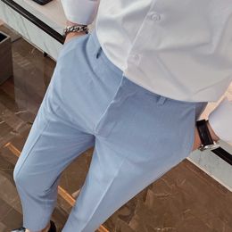 Summer Men's Pants Solid Color Formal Business Dress Pants Streetwear Casual Office Social Wedding Trousers Costume Homme 210527