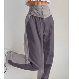 Women Straight Pants Button High Waist Loose Spring Autumn Casual Fashionable Sports Elegant Ladies Trousers Clothing 210522