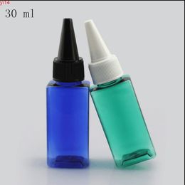 30 ml Square Plastic Perfume Empty Pointed bottle Wholesale Retail Originales refillable Cosmetic Water Essential Oil Containersgood qty