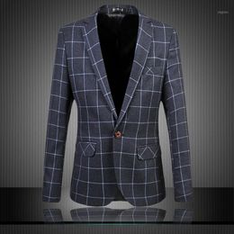 Men's Suits & Blazers M-6XL 2021 Brand Classic Plaid Business Suit Jacket Men Blazer Slim Fit Elegant Luxury England Style Mens Wedding Dres
