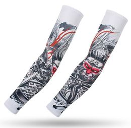 Summer Waterproof Temporary Tattoo Full Arm Large Skull Old School Tattoo hand cover Fake Tattoos For Men Women cooling breathable hand protective arm warmer