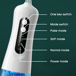 Oral Irrigators 4 Modes Washable 300ml Large Capacity Water Dental Floss Replaceable Nozzle Portable Smart Oral Irrigator Clean Whitening