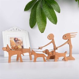 Wooden Pets Cat Figurine Home Decor Table Ornament Handmade Sculpture Craft Wood Natural Great Gifts for Friends Dro 211108
