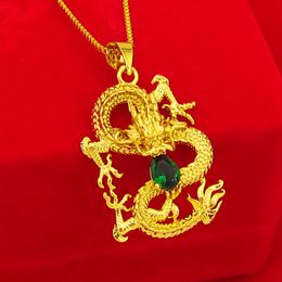Dragon Patterned Men Pendant Chain 18K Yellow Gold Filled Female Fashion Jewelry Gift