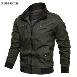 Autumn Men Casual Stand-up Collar Jacket Zipper Pocket Large Size High Quality Cotton Thin 211217