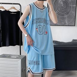 Casual Loose Fashion Men's Tracksuit Summer Big Size Sleeveless T-shirt Male Shorts Sports Harajuku Suit