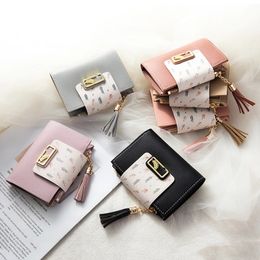 Fashion Womens Wallets Tassel Short Wallet For Woman Mini Coin Purse Ladies Clutch Small Wallet Female Pu Leather Card Holder