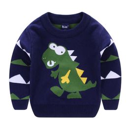 Kids Boys Sweaters Autumn Winter Cartoon Dinosaur Giraffe Knitted Top Long Sleeve Warm Pullover Children Clothing Y1024