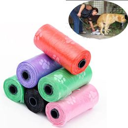 Pet Dog Garbage Bag 15pcs/Roll Printing Cat Dogs Poop Outdoor Home Clean Refill Travel Waste Bags Pets Supply WLL472