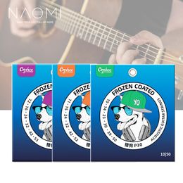 2022 cuerdas de guitarra recubiertas NAOMI ORPHEE Cadenas de guitarra acústica Conjunto P30 / P40 / P50 Series Nano Nano congelado Núcleo Hexagonal Fosfor Cuerdas de guitarra de cobre