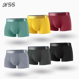 HSS Brand 2021 Panties Mens 3Pcs\lot Underwear Cotton Men Boxers Ventilate Plus Size Boxershorts Metallic Luster Man Underpants H1214