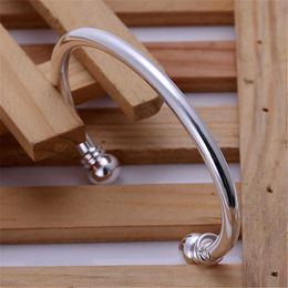 B027 Valentine's Day Christmas Gift Fashion Silver Color Lovely Solid Chain Bracelet Bangle Jewelry Wholesale Factory Price Q0719