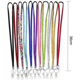 Bling Crystal Rhinestone Hand Strap Lanyard with Claw clasp ID Badge Holder Lanyard for Iphone x 8 7 6 LG Mobile cell phone