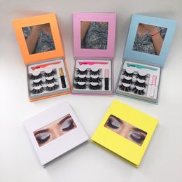 Eyealshes Book Custom LOGO Wholesale Factory Prices Lash Box 3 Pairs lashes with Tweezers Eyeliner 3D Eyelash Case