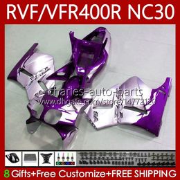 Fairings Kit For HONDA VFR400 R RVF400R NC30 V4 Purple silver 1989 1990 1991 1992 1993 79No.112 RVF VFR 400 RVF400 R 400RR VFR 400R VFR400RR 89-93 VFR400R 89 90 91 92 93 Body