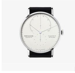 Nomos Neues Modell Marke Glashutte Gangreserve 84 Stunden automatische Armbanduhr Herrenmodeuhr weißes Zifferblatt schwarzes Leder Top-Qualitätsuhren