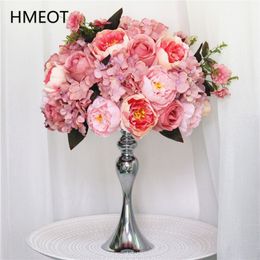 Customicable Rose Peony Hydrangea Artificial Flower Ball Party Wedding Dinner Table Centrepiece Silk Flower Arrangement Bouquet 210317