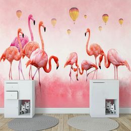 Custom Any Size Mural Wallpaper Modern Hand-painted 3D Flamingo Feathers Fresco Living Room Bedroom Home Decor Papel De Parede