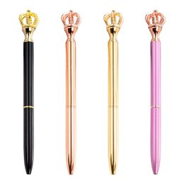 Exquisite Multi-Color Ballpoint Pen Metal Crystal Shiny Crown With Diamond School Office Learning Stationery Supplies Gifts For Students