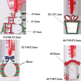 Sublimation Christmas Ornaments Zinc Alloy Xmas Tree Hanging Pendant DIY Blank Festival Decoration Party Gift for Friend