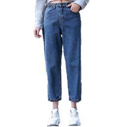 Jeans women leisure loose Black dark blue apricot denim pants korean autumn winter high waist fashion jeans feminina LR332 210531