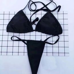 Women's Swimwear Thong Luxury Designer Bikini Set Black Micro Mini Bikinis Two Pieces Swimsuit Sexy Biquini 2021 Mujer Brand Push Up XL