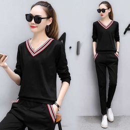 Fall Two Piece Set Top And Pants Suit Outfits For Women Tracksuit Lounge Wear Korean Fashion Plus Size Clothing 2 210930