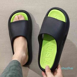 Slippers for Men Summer Shoes 2021 New Slides Women Soft Thick Sole Couple Non-slip Women Beach Indoor Sandals Green