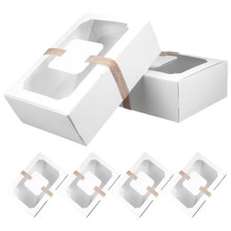 Gift Wrap Amosfun 6 Sets Cookies Wrapping Box Cupcake Packing Diy Handicrafts Paper With Transparent Window Rope