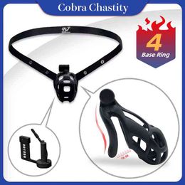 NXY Cockrings Cobra Chastity Cage Set for Man Male Penis Ring Bondage Belt Fetish Adult Sex Toys Holy Trainer 1123