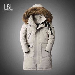 Men's Thermal Down Jacket Thick Puffer Jacket Men Coat High Quality Overcoat Winter Parka Men 50% White Duck Down Removable Cap Y1122