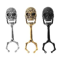 Latest Colorful Skull Shape Smoking Portable Herb Tobacco Cigarette Holder Tips Ring Finger Fixed Clip Innovative Design Bracket Stand Support DHL Free