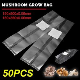 50Pcs PVC Mushroom Spawn Grow Bag 15x50/15x35cm Substrate High Temp Pre Sealable Garden Supplies Grow Bags Drop 210615
