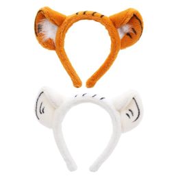tiger ears headband UK - Hair Accessories Plush Hoop Fluffy Tiger Ears Theme Party Performance Headdress Washing Face Headband Cosplay