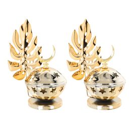 Candle Holders 2Pcs Dual-purpose Candlestick Aroma Burner Hollow Metal Censer Home Decoration