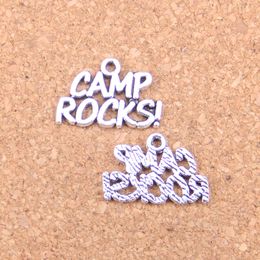 100pcs Antique Silver Bronze Plated CAMP ROCKS Charms Pendant DIY Necklace Bracelet Bangle Findings 13*21mm