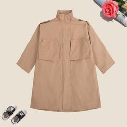 Coat Windbreaker For Girls Spring & Autumn Long Solid Jacket Baby Kids Fashion Outerwear Children Sleeve Clothes